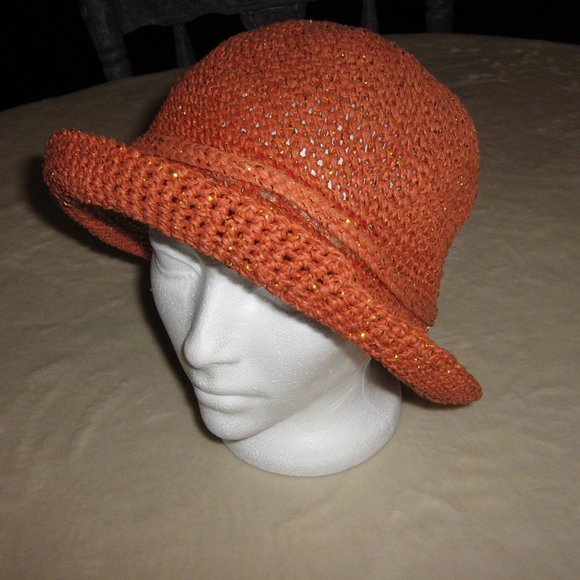 Ladies Straw Summer Hat Orange - Picture 1 of 2
